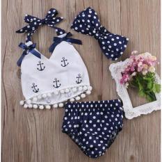 Setelan Baju Celana + Bandana + Kaos Atasan Rompi Lucu ( Anchor Sailor Baby Girl)