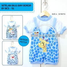 Baju Bayi Laki laki Setelan Bordir BCS-51 BLUE RANDOM GAMBAR / Baju bayi perempuan / pakaian bayi / kaos bayi /perlengkapan bayi