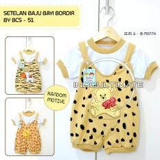 Baju Bayi Laki laki Perempuan Setelan Bordir BCS-51 BROWN RANDOM GAMBAR / Baju bayi perempuan / pakaian bayi / kaos bayi /perlengkapan bayi