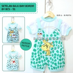 Baju Bayi Laki laki Perempuan Setelan Bordir BCS-51 GREEN RANDOM GAMBAR / Baju bayi perempuan / pakaian bayi / kaos bayi /perlengkapan bayi