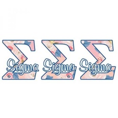 Sigma Sigma Sigma Sorority Decal-5 Inch Stiker Cetak Kustom-Floral Huruf Merah Muda-Intl