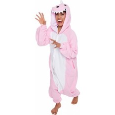 Silver Lilly Unisex Adult Pajamas - One Piece Cosplay Pink Dinosaur Costume (M) - intl