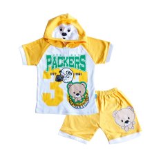 Skabe Baju Anak Bayi W/Tua Tangan Pendek Kimono Topi Stelan Kaos 1618 - Kuning