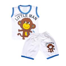 Skabe Baju Tidur Anak Bayi Putih Singlet Stelan Kaos 2541 - Biru
