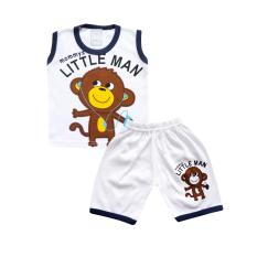 Skabe Baju Tidur Anak Bayi Putih Singlet Stelan Kaos 2541 - Navy