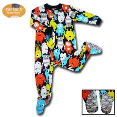 Sleepsuit Jumpsuit Piyama Baju Tidur Bayi Motif Monster Bahan Fleece