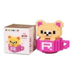Partikel kecil Diamond Blocks DIY Puzzle Toy Batu Bata Kaca Bear ABS Model Perakitan-Intl