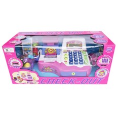 SNETOYS - Mainan Cash Register Supermarket Check Out Besar Mainan anak mesin kasir dengan Mic dan Timbangan 33829 Pink