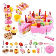 SNETOYS - Mainan Kue ulang tahun potong, Mainan Anak Birthday Cake - 75pcs