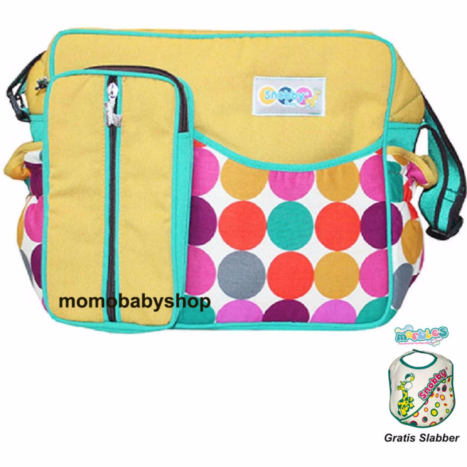 Snobby Tas Bayi Medium + Tempat Tisu Color Marbles TPT 1072 Kuning Free Slaber Snobby