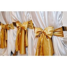 Spring Rose (TM) GOLD Wedding Satin Chair Sashes (set dari 10). Ini Adalah Hiasan Yang Indah untuk Kursi Anda. Pastikan dan Menambahkannya Ke Daftar Persediaan Pesta Anda.-Intl