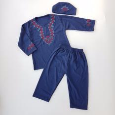 Stelan Koko Bordir Bayi - Biru