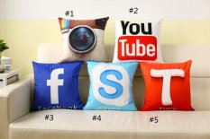 (Gaya #2 YouTube) Dekoratif Logo Facebook Katun Linen Bantal Penutup Lempar Ulas untuk Rumah Cushion Rumah Mobil Melemparkan Bantal Kasus Dekoratif-Intl