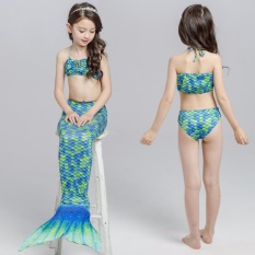 Summer Kids Girls Mermaid Tail Swimmable Bikini Bathing Set Swimwear Swim Costume Beach Wear