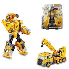 SunnyShopTransformation Car Robot Model Alloy Construction Vehicles Manual Operated Style:Crane