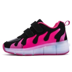 Sunweb Baru Unisex LED Light Up Roda Yang Dapat Ditarik Roller Skate Sepatu Pelatih Casual-Intl