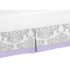 Desain Jojo Yang Cantik Lavender, Gray dan Putih Kain Sutera Cetak Elizabeth Tempat Tidur Rok untuk Perempuan Tempat Tidur Balita-Internasional