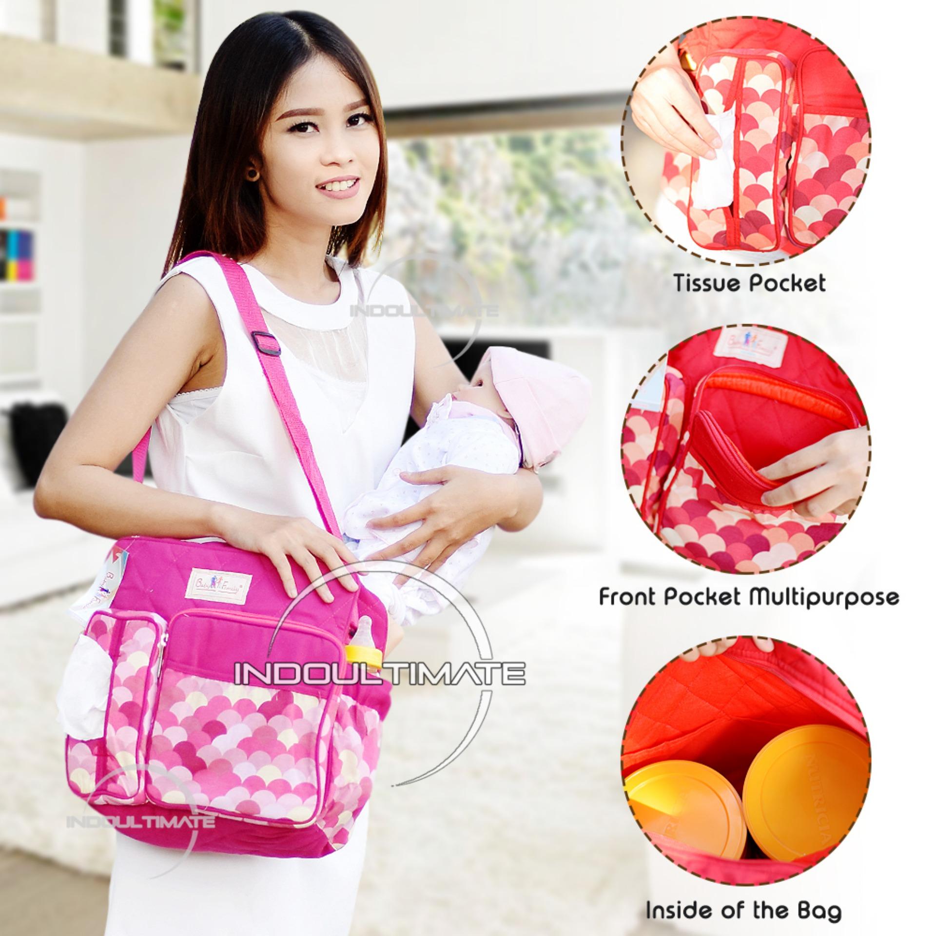 BABY FAMILY TAS BAYI BY-08 Medium - Pink Fusia / Tas Perlengkapan Bayi Diapers Susu Baju Celana Murah