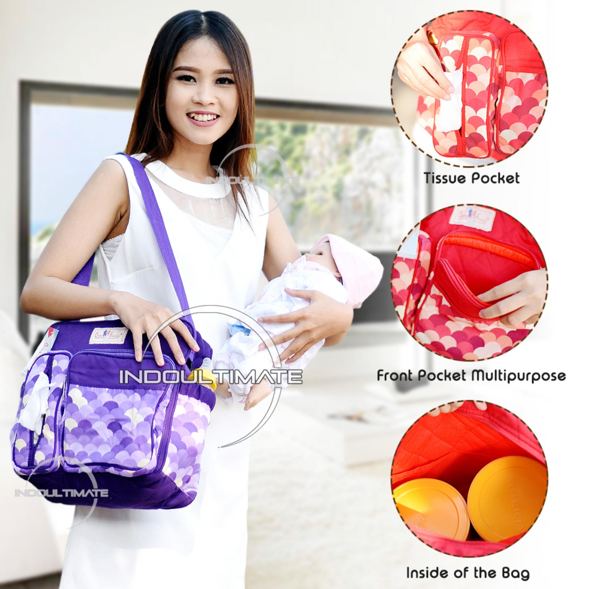 BABY FAMILY TAS BAYI BY-08 Medium - Purple / Tas Perlengkapan Bayi Diapers Susu Baju Celana Murah