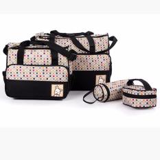 tas bayi untuk bepergian perlengkapan bayi tas popok bayi perlengkapan baby peralatan bayi tas bayi serbaguna lazada perlengkapan bayi tas perlengkapan baby tas untuk peralatan bayi tas baby lucu Tas Bayi Hitam Polka 5 IN 1