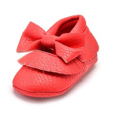 Balita Super Ribu Tassel Crib Sepatu Bayi Tunggal Lembut (Merah)-Intl