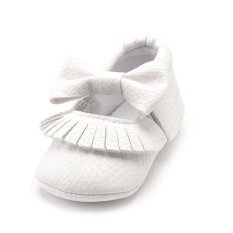 Balita Super Ribu Tassel Crib Sepatu Bayi Tunggal Lembut (Putih)-Intl