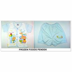 Tokusen Setelan Baju Pendek Motif Frozen Food Biru