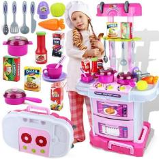 Tomindo Kitchen Koper LIttle Chef 3 in 1 / Mainan Anak Masak Masakan / mainan dapur - W097 - Pink