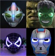 Topeng Nyala LED Iron Man Patriot Power Rangers Spiderman Barang Unik China Reseller Murah