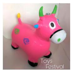 TOYS jumping animal music / mainan tunggang karet pink kambing/kuda/sapi/rusa