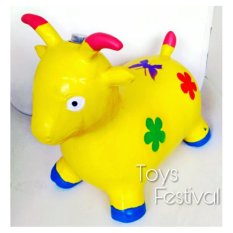TOYS jumping animal music or sound Kuning / mainan tunggang karet Jenis kambing/sapi/rusa/kuda
