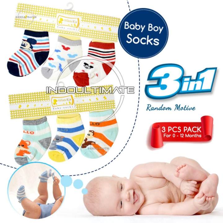 Ultimate Set Kaos  Kaki  Bayi Newborn  Laki Laki 3in1 Kaos  