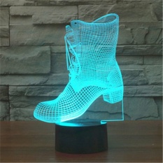 USB Sepatu Berwarna-warni Kamar Tidur Kantor Rumah Dekorasi Meja LED Table Lamp Anak Kristal Sepatu Lampu Malam Natal Hadiah 3D-TD144-Intl
