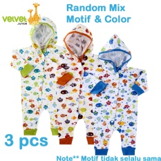 Velvet Junior Jumper Panjang Topi Buka Kaki Isi 3 pcs (Newborn)