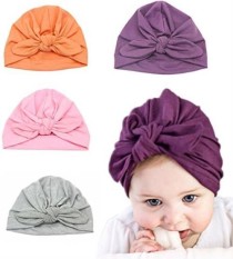 Venus888 Keren Baru Lahir Anak Laki-laki Nursery Beanie Hospital Topi Lembut Kapas Dapat Disesuaikan Rajut Simpul Topi (4 Pcs Simpul Tutup) -Internasional