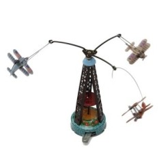 Antik Windup Berputar Aircraft Carousel Mesin Jam Tin Toycollectible Hadiah-Internasional