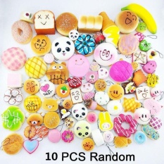 ViviMall 10 Pcs Jumbo Medium Mini Acak Squishy PANDA/Roti/Cake/Buns/Donut Phone Straps Multicolor -Intl