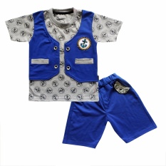 Waka Kids Baju Anak Bayi Oblong Tangan Pendek Stelan Kaos Cln Pendek 2082 - Biru Ukuran 2