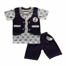 Waka Kids Baju Anak Bayi Oblong Tangan Pendek Stelan Kaos Cln Pendek 2082 - Navy Ukuran 1
