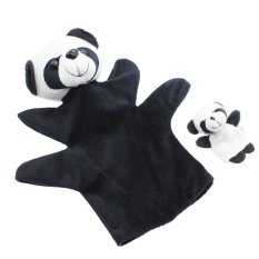 Whyus 2 Pcs (1 Besar + 1 Kecil) lucu Anak Bayi Belajar Cerita Wayang Jari Mewah Tangan Toys (Pola: Panda)-Internasional