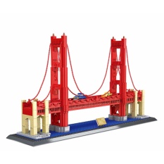 Arsitektur Hebat Dunia Blok Bangunan Besar Set Bangunan Kota Menarik Dekorasi Rumah Mainan Anak-anak Batu Bata-JEMBATAN GOLDEN GATE-Intl