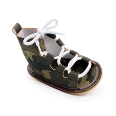 YY 0-24 Bulan Balita Baby Boys Girls Gladiator Sandal Sepatu Karet Sole Lace-up Bayi Anak-anak Sepatu Roman Flat Boot Pendek Musim Panas Flip Flops Kamuflase Hijau-Intl