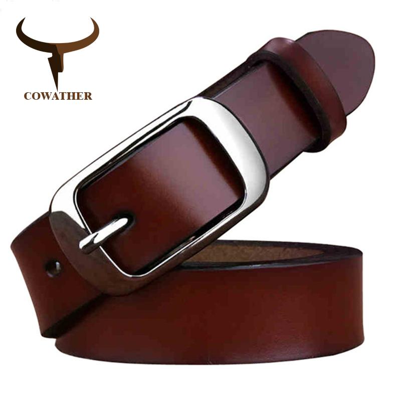 COWATHER ikat pinggang sabuk wanita 100% Pinggang sabuk kulit sapi untuk wanita,sabuk pinggang kasual Alloy Gesper Pinggang Sabuk