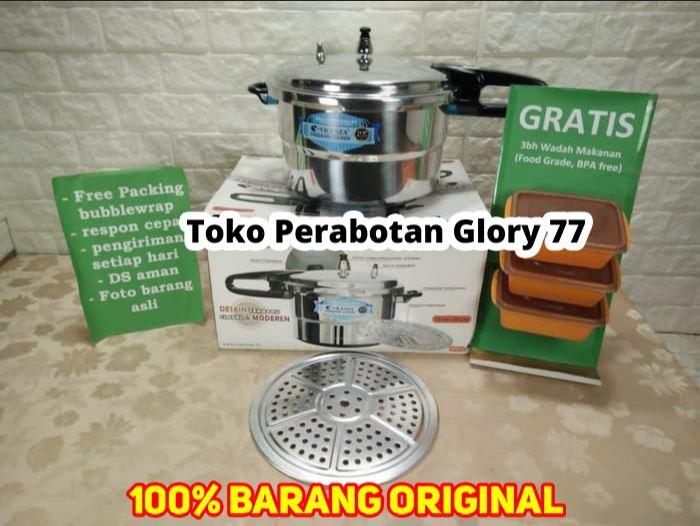 Panci Presto Vicenza Ukuran 12L / 12LT / 12 Liter + GRATIS 3 Tempat Makan / Peralatan Dapur / Peralatan Memasak / Perabotan Memasak / Perabotan Dapur / Alat Dapur / Alat Memasak / Alat Masak / Peralatan Koki / Alat Koki / Peralatan Chef