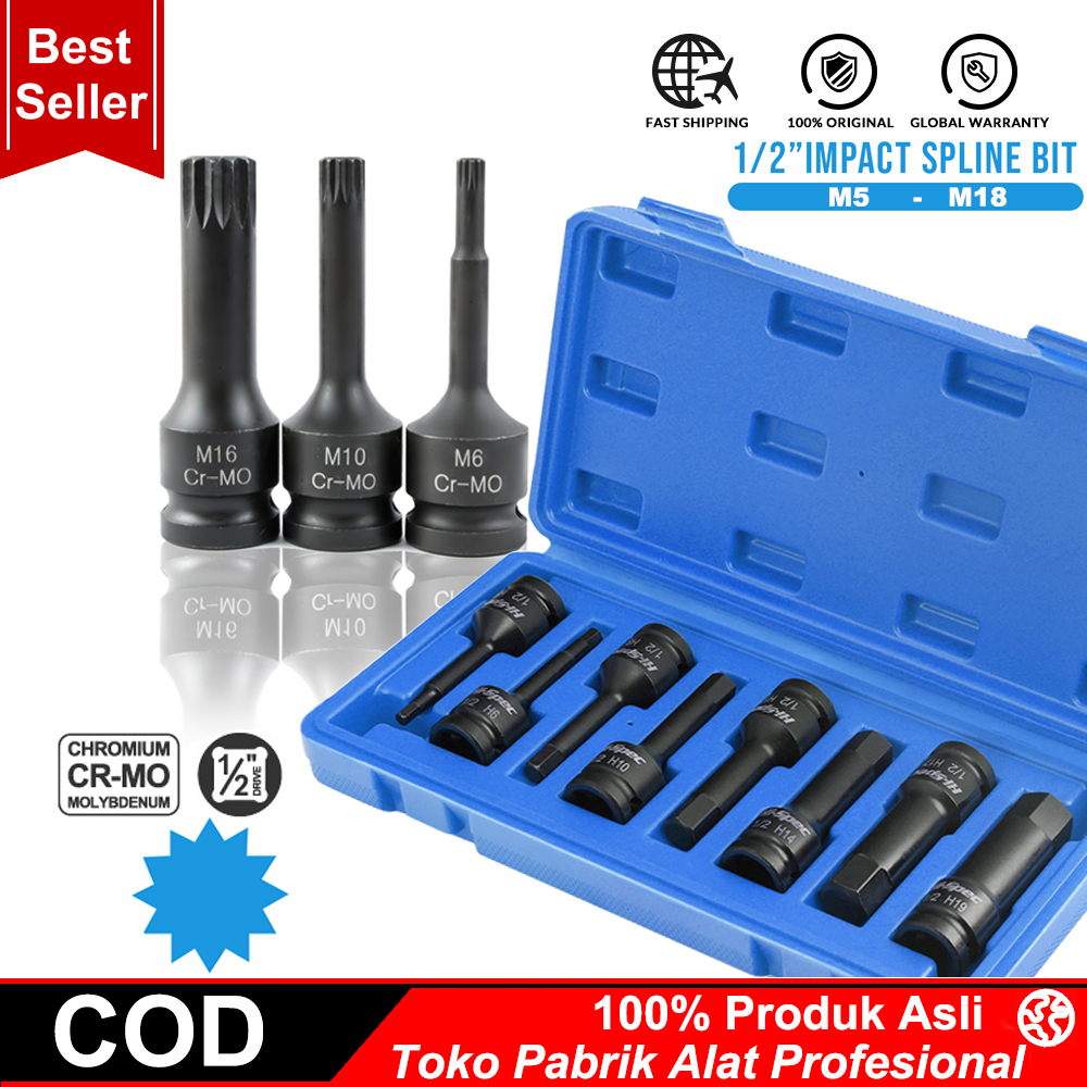 COOFARI Impact Socket Spline Bits 1/2 Inch M4-M18 Driver Metric Star ...