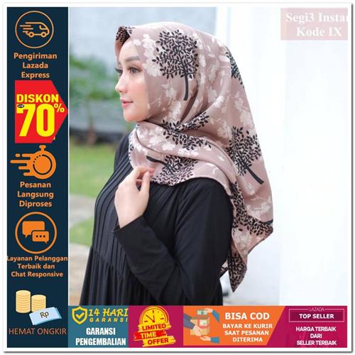Nusantara Heritage SEGITIGA INSTAN MOTIF KODE IX Hijab Jilbab Segi Empat Square Pashmina Kerudung Khimar Pesta Kondangan Nikahan Simple Pet Instan Instant Bergo Kekinian Trendy