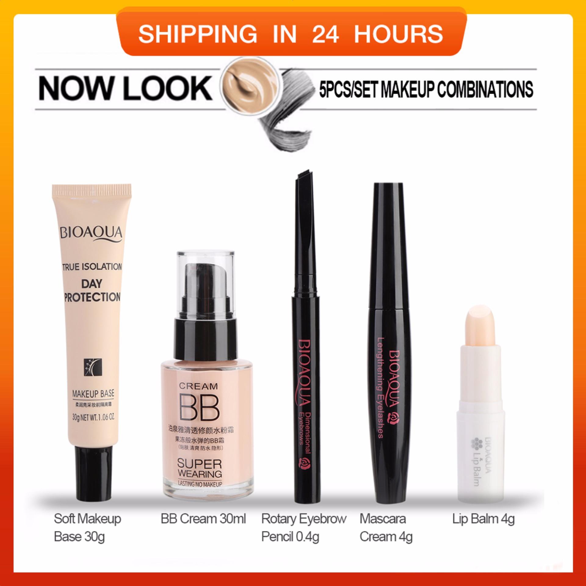 BIOAQUA Cosmetic Makeup Set For Beginner Lip Balm BB Cream Eyebrow Pencil Mascara Makeup Base