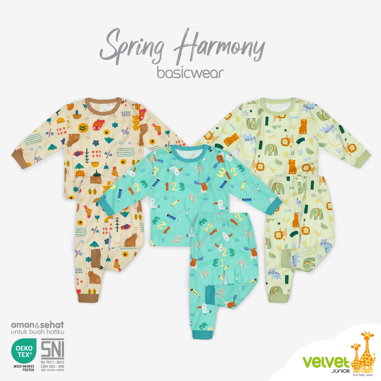 Velvet Junior Setelan Baju Anak Kancing Pundak Celana Panjang