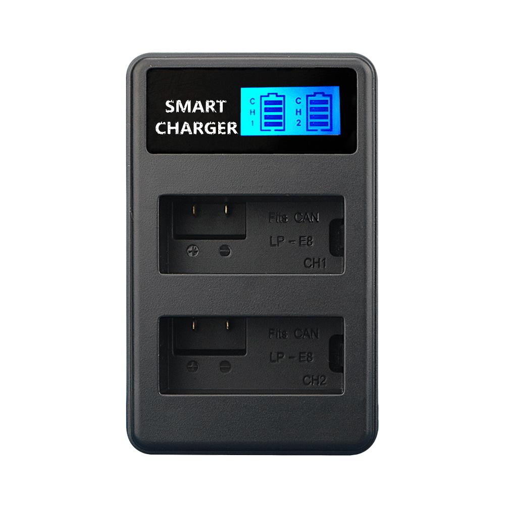 Lp-E8 Usb Lcd Display Dual Port Battery Charger For Canon Eos 550D/600D/650D/700D Rebel T2I/T3I/T4I/T5I Slr