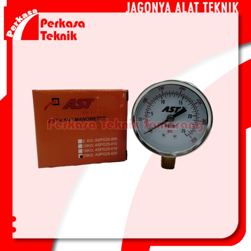 Manometer 2,5 inchi AST Alat Ukur Pengukur Tekanan Angin Kompresor